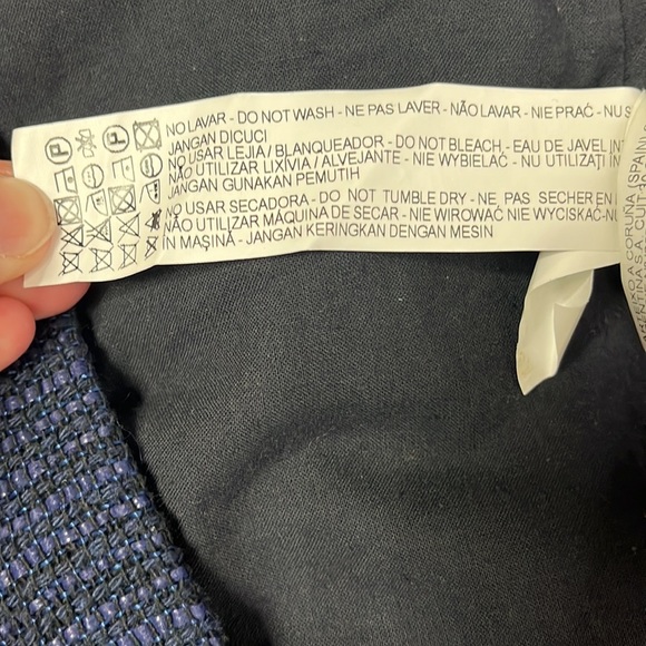 Zara Basic Long Tweed Textured Peacoat Navy Size XS - Picture 8 of 9